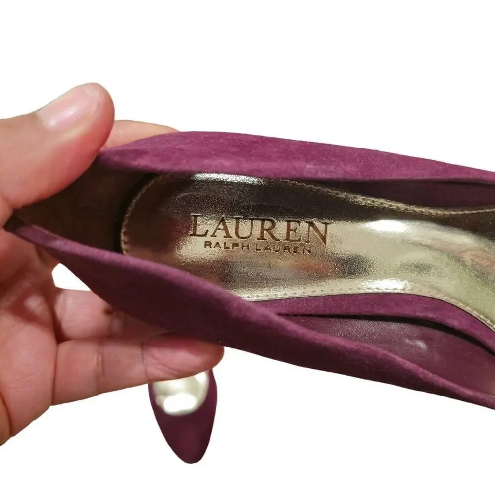 Lauren Ralph Lauren Pumps Heels‎ Women's Size 9B Burgundy Leather Round Toe